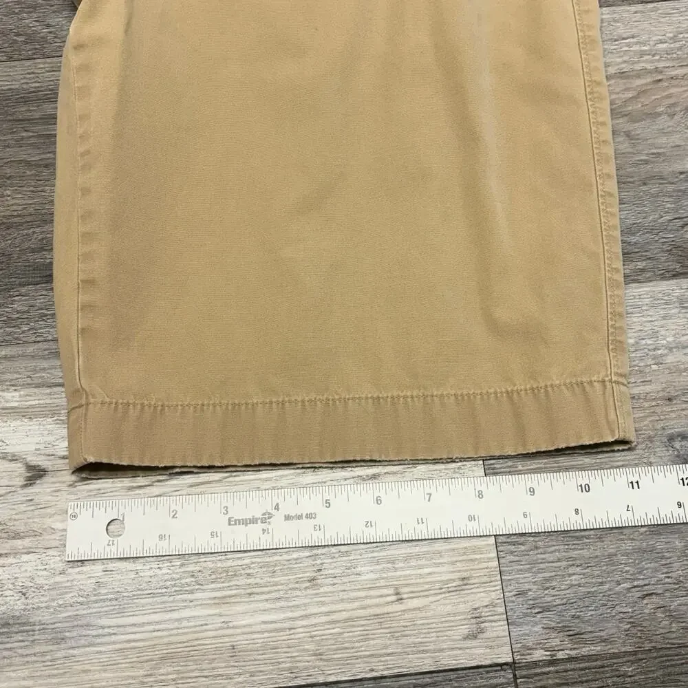 J Crew Broken-In Rivington Khaki‎ Tan Mens 36 Flat Front Preppy Chino Shorts EUC